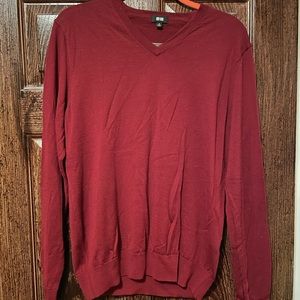 Uniqlo Soft V Neck Red Sweater